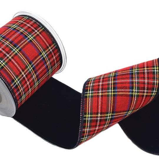 Ribbon 4.5mt, 100mm Tartan Red *ETA Nov